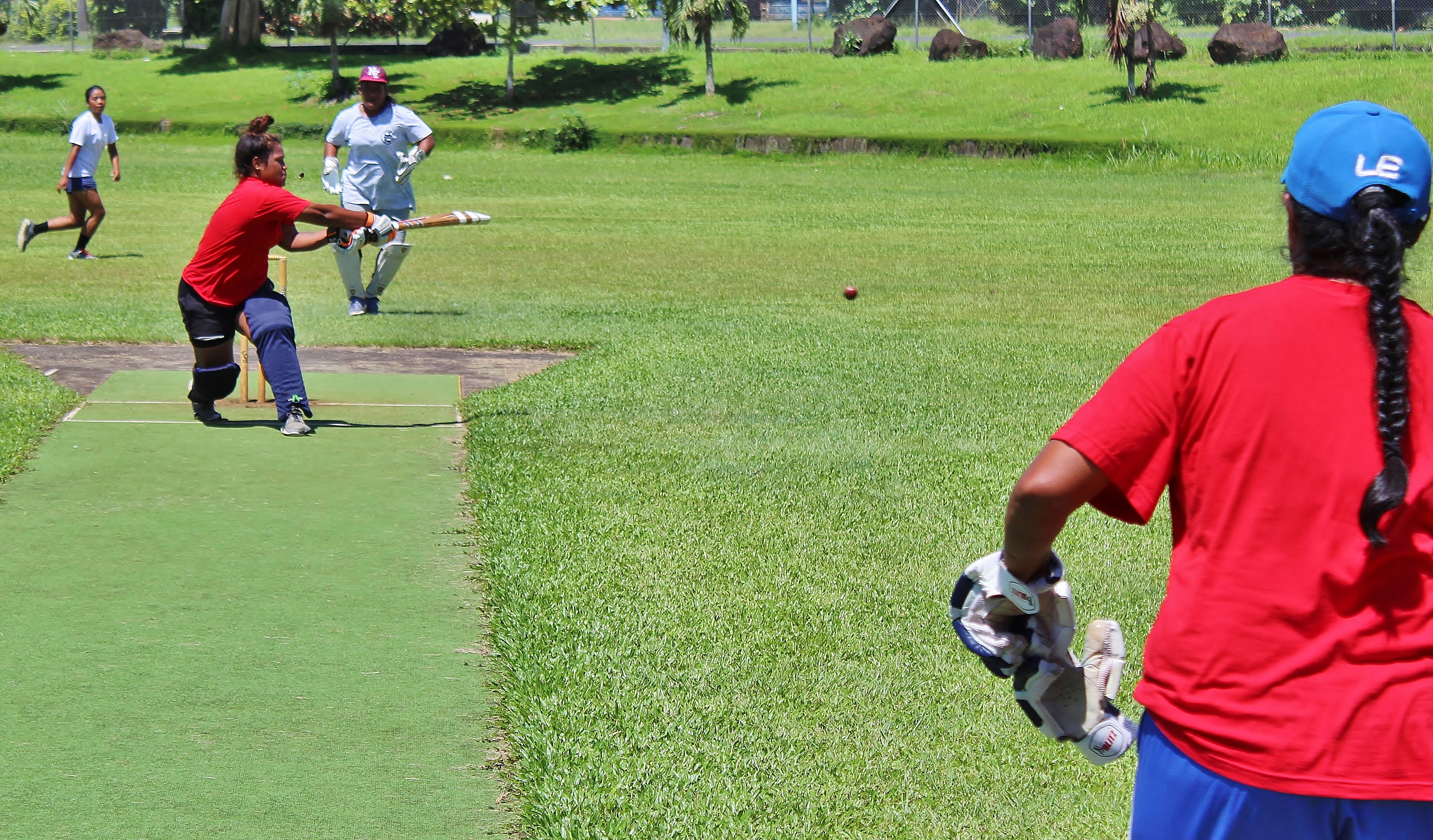 Women playing cricket in Samoa