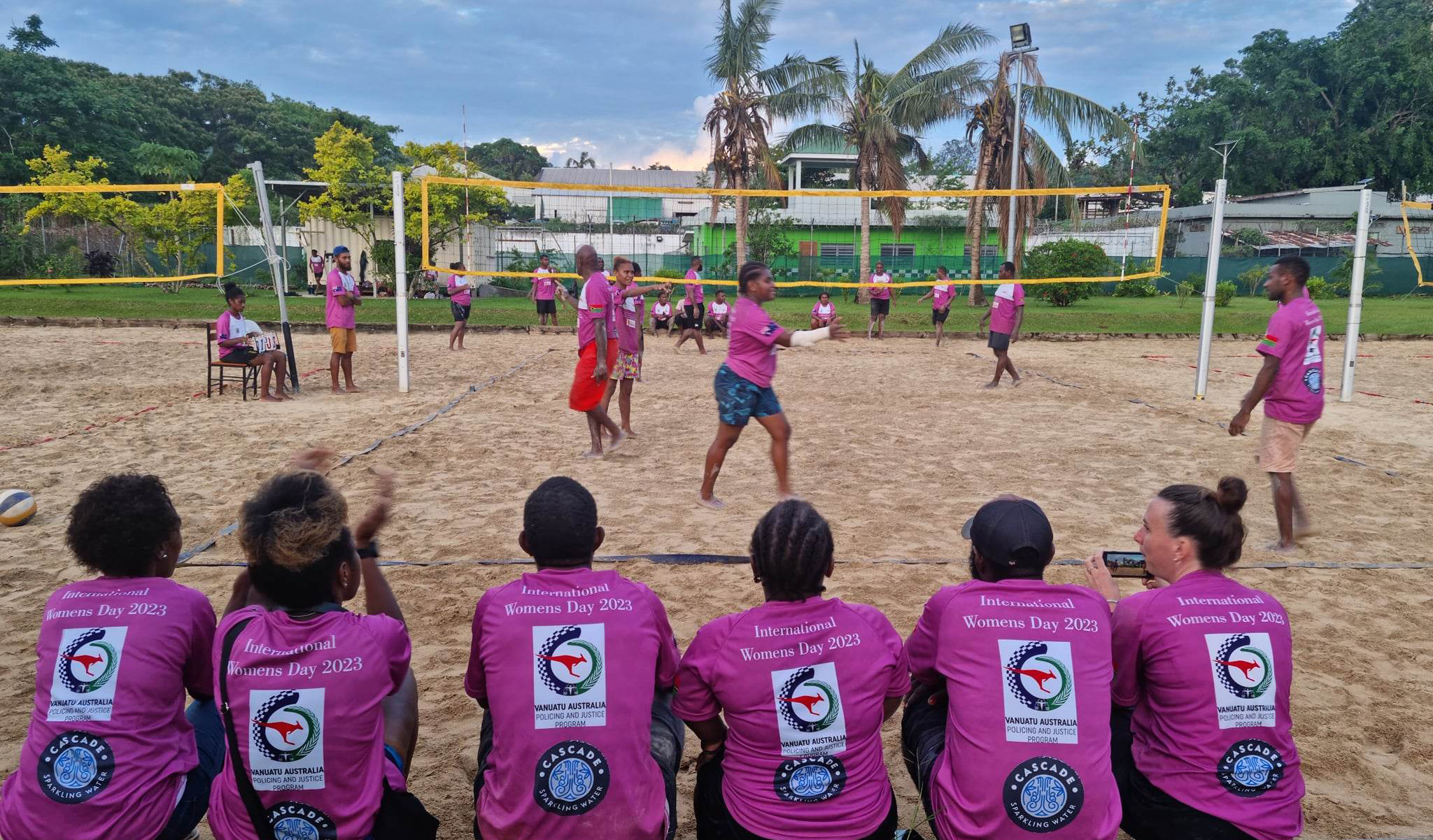 People watching beach volleyball in Vanuatu